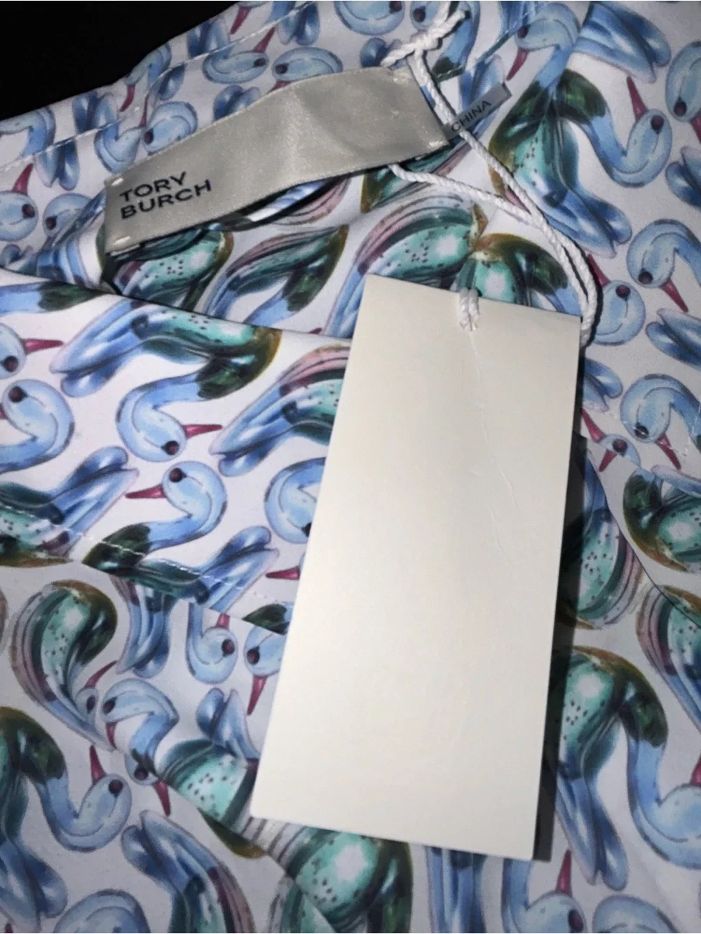 Tory Burch Printed Twill Dress Blue Lucky Duck size 8 NWT - Picture 12 of 16